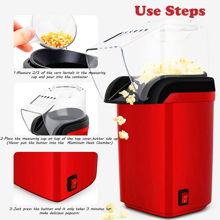 Popcorn Maker Healthy Electric Hot Air Popper Machine 1200 W Red