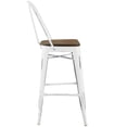 thumbnail image 4 of Industrial Country Cottage Farm Beach House Bar Pub and Dining Kitchen Bar Side Stool Chair, Metal Steel Wood, White, 4 of 5