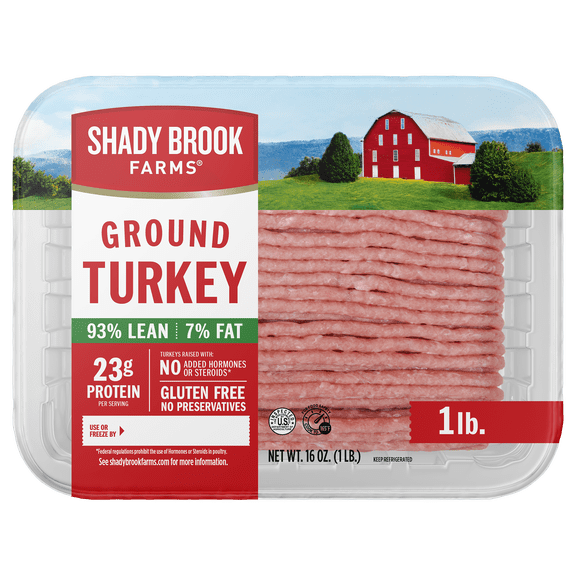 Shady Brook Farms Ground Turkey 93/ 7%, Tray, 1 Pound, 22 Grams of Protein per Serving