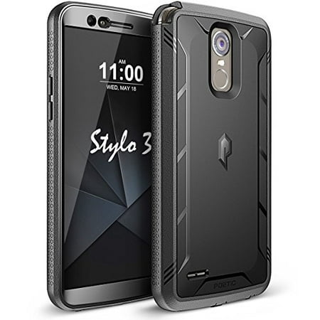 Sidekick 3 Protector Case Poetic Revolution Heavy Duty Protection Hybrid Case with Built-in Screen Protector for LG Stylo 3 Black ()