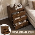thumbnail image 3 of MOONMISS Modern 3-Drawer Nightstand Set of 2,Bedside Table with Sturdy Base & Gold Handles for Bedroom,Living Room,Walnut Finish, 3 of 7