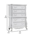 thumbnail image 5 of Maver Tall Dresser Chest with 5 Drawer, Scrolled Details, White Wood, 5 of 5
