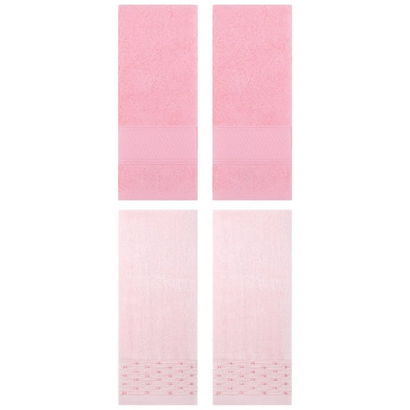 Unique Bargains 4 Pcs Cotton Soft Bathroom Hand Towel 14" x 30" Pink