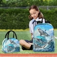 thumbnail image 6 of ALAZA Backpack Set Three Sharks with Waves Elementary School Bags Student BookBag with Lunch Bag, 6 of 6