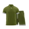 thumbnail image 1 of Camisas de Manga Corta de los Hombres Turn-Down Collar Conjunto de Coincidencia, Conjunto Corto de los Hombres de Poliéster Ligero, 1 of 5