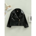 thumbnail image 2 of Bagilaanoe Toddler Baby Boy Girl PU Leather Jacket Long Sleeve Zipper Coat 12M 18M 24M 3T 4T 5T Kids Fall Casual Outwear, 2 of 8