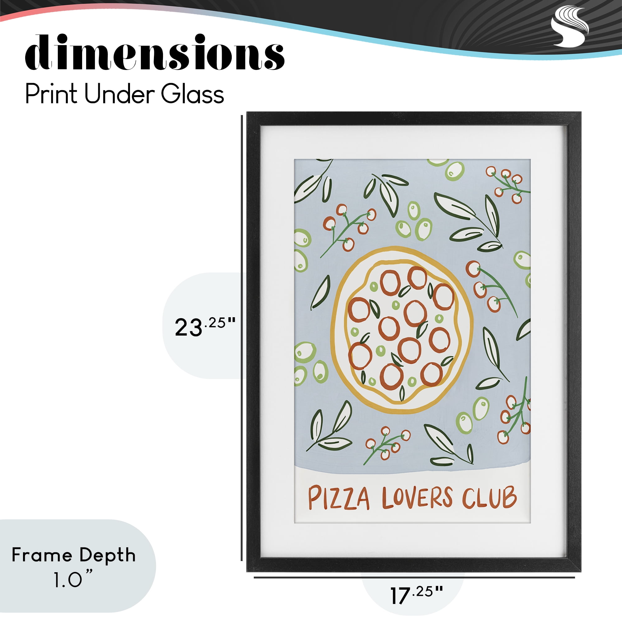 Stupell Industries Pizza Lovers Club Black Framed Print Under Glass, design by Amanda Houston