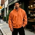 thumbnail image 4 of Men's Zip Up Workout Sweatshirts Casual Jackets with Pockets Full Zip Warm Loose Fit Long Sleeve Fall Warm Coats for Hiking Travel, 4 of 5