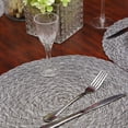 thumbnail image 4 of Round Placemats 6 Piece,15" Large Cotton Woven Heat Resistant Placemats Set of 6,Gray, 4 of 6