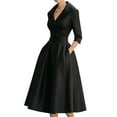 thumbnail image 3 of Vestido Vintage de Mujer, Corte Otoñal, Larga, Elegante, para Cóctel, Fiesta, Eventos Formales e Iglesia. Negro S, 3 of 9