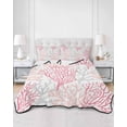thumbnail image 3 of Pink Grey Coral Coastal Full Size Down Alternative Comforter, Lightweight Comforter Quilt Bedding Set with Pillow Shams Summer Beach Seaside Nautical All Seasons Bed Comforter Duvet Insert 78"x90", 3 of 7
