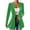 Green, variant on Women's Solid V Neck Velvet Blazer Cardigan Single Button Fitted Flare Hem Long Sleeve Elegant Jacket
