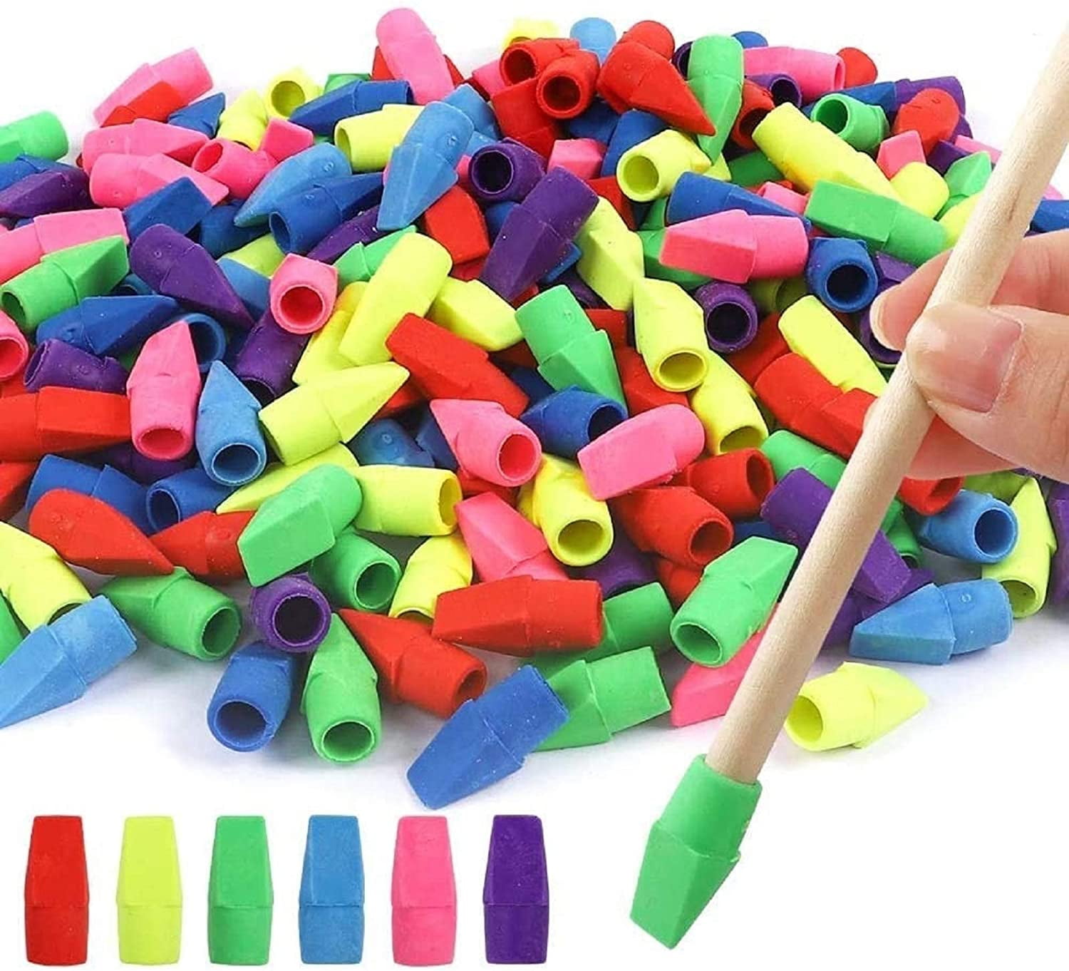 MAimee 300pcs Pencil Top Erasers, Cap Erasers, Assorted Colors Pencil