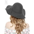 thumbnail image 5 of Gustave Women 100% Wool Wide Brim Felt Fedoras hat, Retro Autumn Winter Bowler Hats, Cloche Wide Brim Dome Cap "Gray", 5 of 9