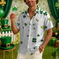 thumbnail image 4 of YueHuiYing Men's Saint Patrick's Day Print Short Sleeve Button Down Collared Shirt Casual Summer Irish Festival Fashion Holiday Party Top, 4 of 8