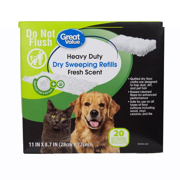 Great Value Heavy Duty Dry Sweeping Cloth Refills, Fresh Scent, 20ct