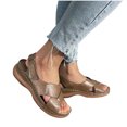 thumbnail image 4 of Juebong Sandals clearance Sandals Women Dressy Summer 2024 Peep Toe Platform Sandals Shoes Wedges Ladies Leather Flip Flops Orthopedic Sandal Gladiator Outdoor Shoes, 4 of 5