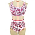 thumbnail image 5 of Trajes de baño Amzcrzy Tankini para mujer, traje de baño de 2 piezas con estampado de bikini para mujer, traje de baño de cintura alta, traje de baño con estampado floral, rosa fuerte, XL, 5 of 5