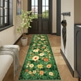thumbnail image 3 of DUKINO Runner Rug, 2x10 Kitchen Hallway Carpet, Washable with Non-Slip Backing, Low Pile Soft Boho Floral for Entryway, Laundry, Bedroom, Dark Green, 3 of 7