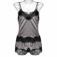thumbnail image 6 of LYEAA Women's Pajamas 2 Piece Set Valentine's Day Soft Nightwear Lace V Neck Sling Tops with Shorts Cozy Loungewear Ladies Solid Loose Casual Sleepwear Sleepsuits Gray M, 6 of 7