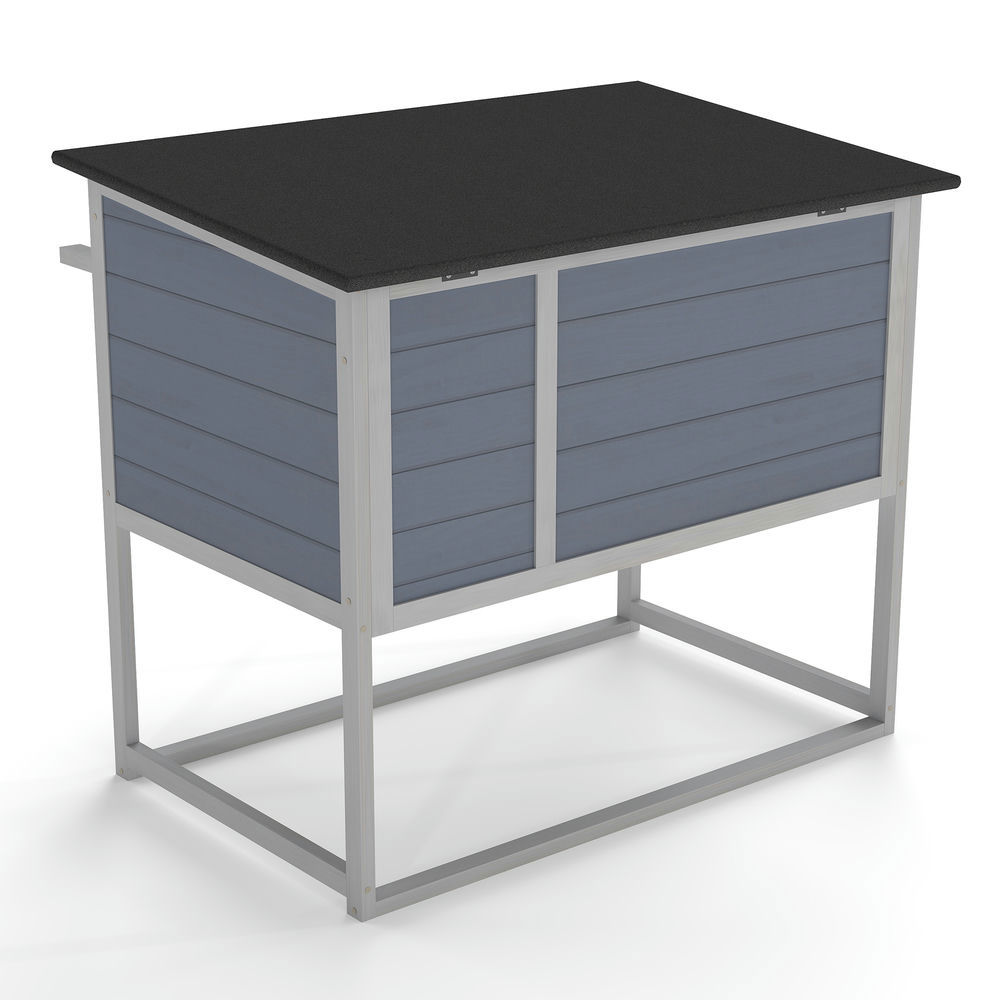 Spaco Weatherproof Outdoor Cat House, Tall Outdoor Cat Nest, Elevated Feral Cat Shelter with High Legs and Curtained Door, Escape Door, Openable Top, Gray