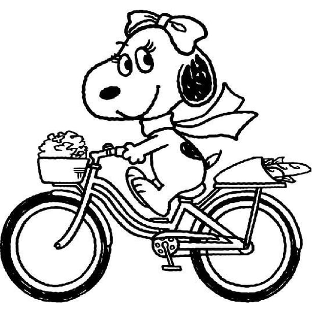 Snoopy Dog Belle Bike Peanuts Cartoon Character Decors Wall Sticker Art Design Decal For Girls Boys Kids Room Bedroom Nursery Kindergarten Home Decor Stickers Wall Art Vinyl Decoration 35x40 Inch Walmart Com