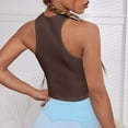 thumbnail image 6 of XFLWAM Womens Crew Neck Crop Tops Basic Sleeveless Tank Top Solid Rib-Knit Cami Yoga Crop Tanks Brown M, 6 of 7