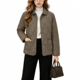 thumbnail image 7 of Yutgune Women's Winter Diamond Quilted Jacket Long Sleeve Button Lapel Collar Lightweight Padded Outerwear Coat, 7 of 7