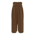 thumbnail image 3 of Baqcunre Wide Leg Pants Woman,Women's Wide Leg Casual Pocket Gathered High Waist Trousers,Women'S Pants,Pants For Women,Womens Fashion,Womens Clothes,Coffee,XL, 3 of 4