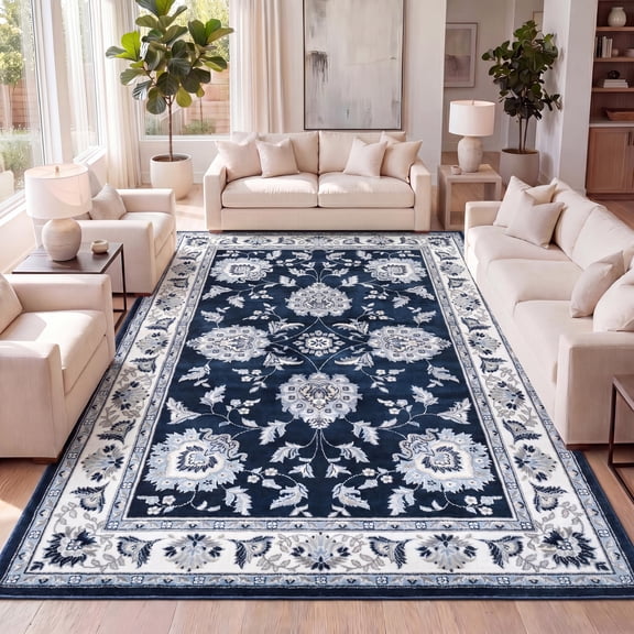 JONATHAN Y MODERN PERSIAN 5 x 8 Area Rug, Cherie French Cottage - Navy/Ivory, MDP505E-5