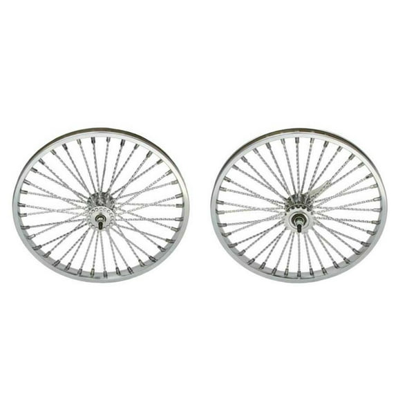Chrome 20" TWISTED Spoke Wheel Set. Front and Back Coaster Wheel