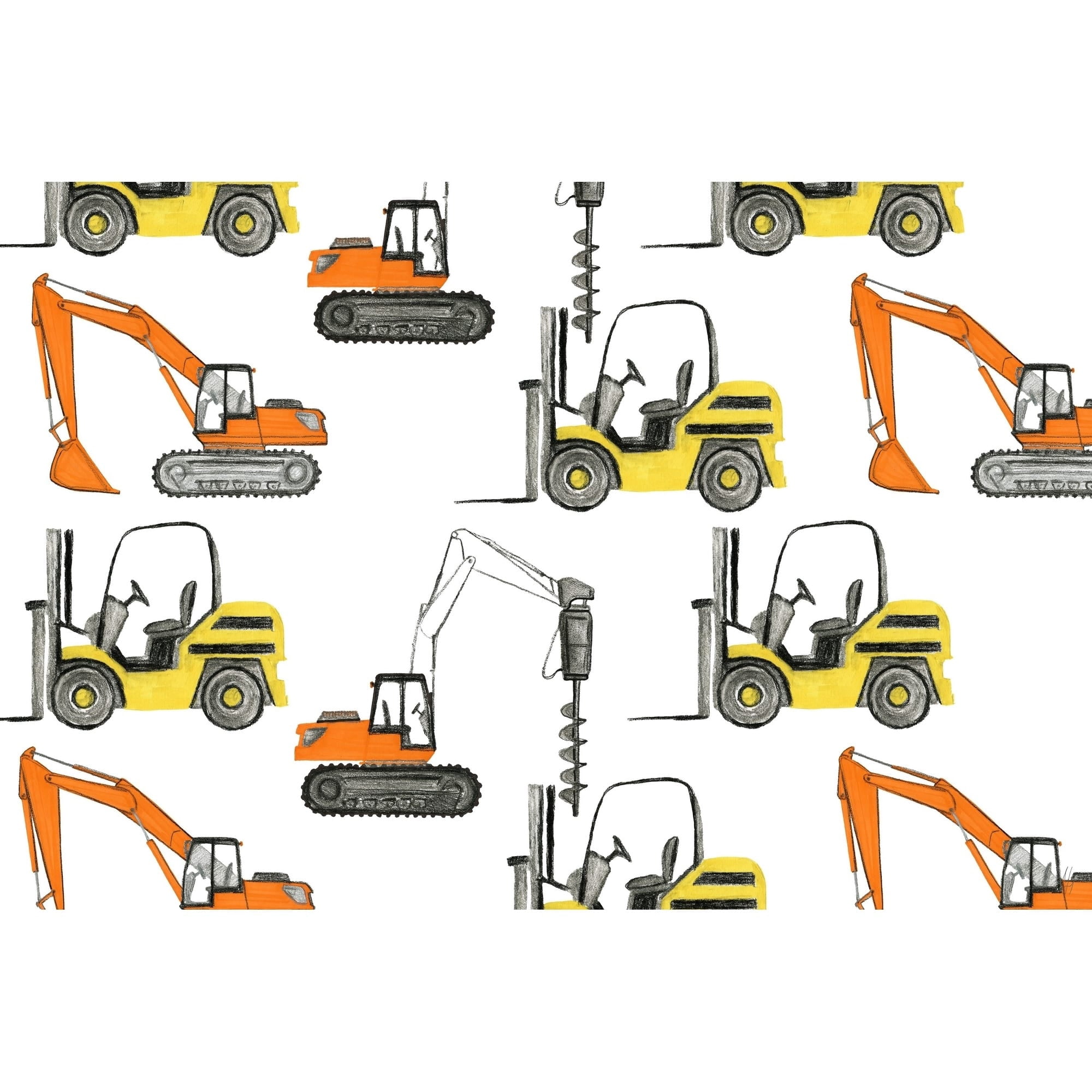 Marmont Hill Yellow and Orange Trucks Canvas Wall Art