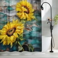 thumbnail image 2 of Sunflower Watercolor Fabric Shower Curtain Rustic Floral Wood Grain Washable Shower Curtains for Bathroom, Waterproof Bath Curtain with Hooks Home Decor 72x72in, 2 of 8