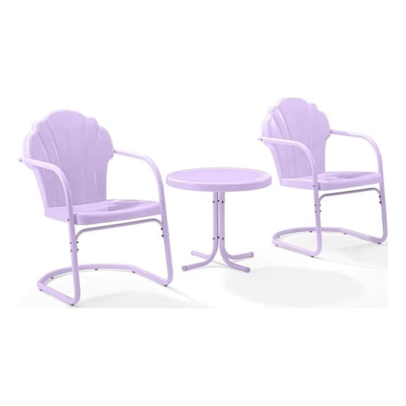Crosley Tulip 3 Piece Retro Outdoor Chair Set, Lavender