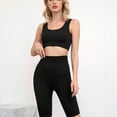 thumbnail image 4 of Conjuntos de entrenamiento para mujer, 2 piezas, camiseta sin mangas con canalé y sin costuras, cintura alta, leggings de yoga, 4 of 6