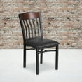 thumbnail image 2 of Flash Furniture 2 Pack Eclipse Series Vertical Back Black Metal and Walnut Wood Restaurant Chair with Black Vinyl Seat, 2 of 8