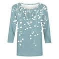 thumbnail image 4 of Puntoco Short Tops Blouses for women Clearance Women's Casual Short Sleeve Solid Ladies Round Neck Top Blouse Light Blue XXXXL(XXXXL), 4 of 5