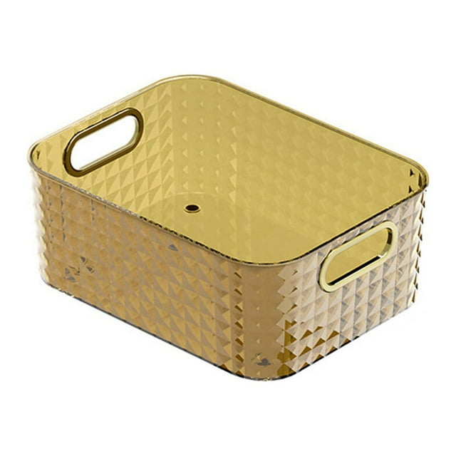 Storage Bin Sundries Cosmetics Basket Bedroom Kitchen Food Snacks Organizer Remote Control Organizing for Living Room Kitchen Office Gold