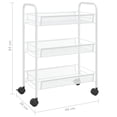thumbnail image 4 of vidaXL 3-Tier Kitchen Trolley White 46x26x64 cm Iron, 4 of 4