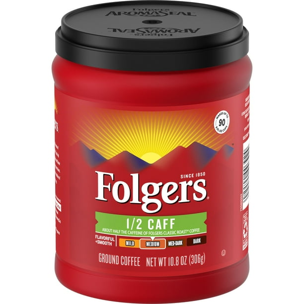 Folgers 1 2 Caff Ground Coffee 10 8 Ounce Walmart Com Walmart Com