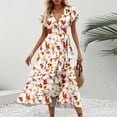 thumbnail image 2 of LOVZFMLL Summer Dresses for Women 2025 Elegant Classy V Neck Belted Wrap Maxi Dress Swing Flowy Floral Boho Sundress Wedding Guest Dress Red B L, 2 of 7