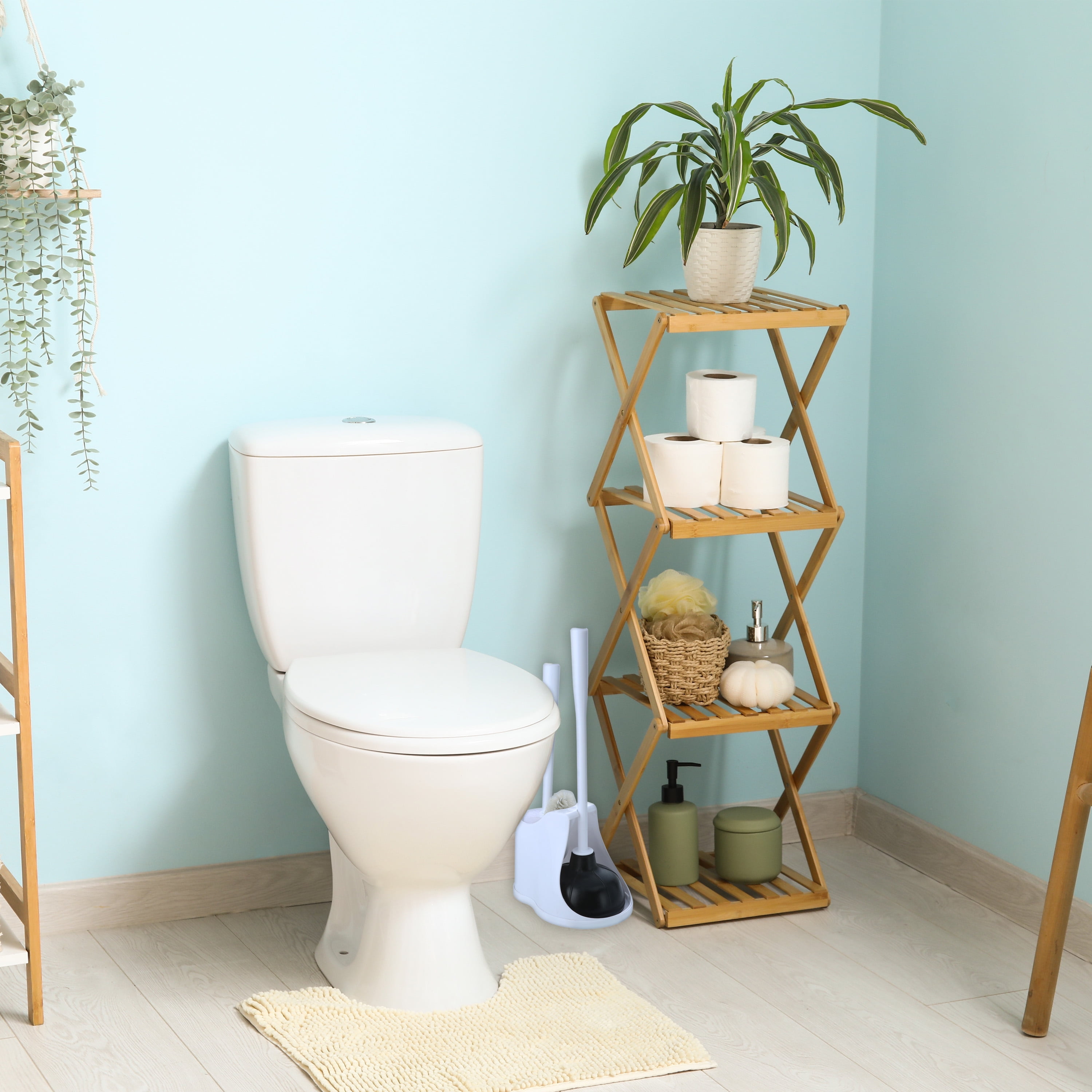 Mainstays 3-Piece Toilet Plunger and Brush Set with Storage Caddy