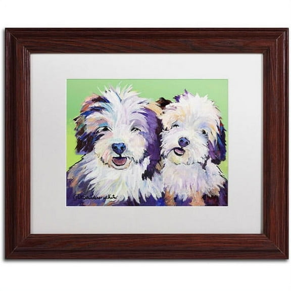 Trademark Fine Art "Litter Mates" Canvas Art by Pat Saunders-White, White Mat, Wood Frame