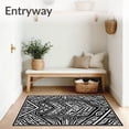 thumbnail image 3 of ODIKA 8'x10' Machine Washable Non-Slip Area Rug, Nordic Interlocking with Abstract Boho Symbols High Traffic Rug, Black, 658110, 3 of 7
