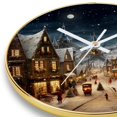Christmas retro Round Wall Clock with Printed Design, Hooks and Gold