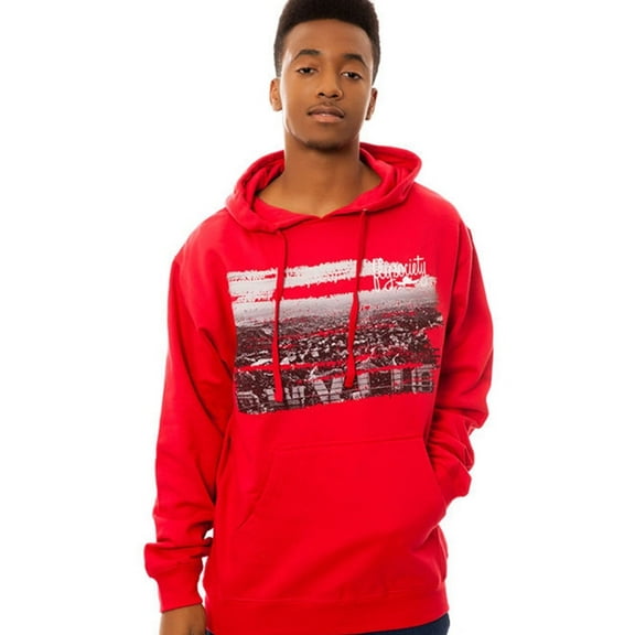 Fly Society Mens The Skyline Hoodie Sweatshirt, Red, Medium