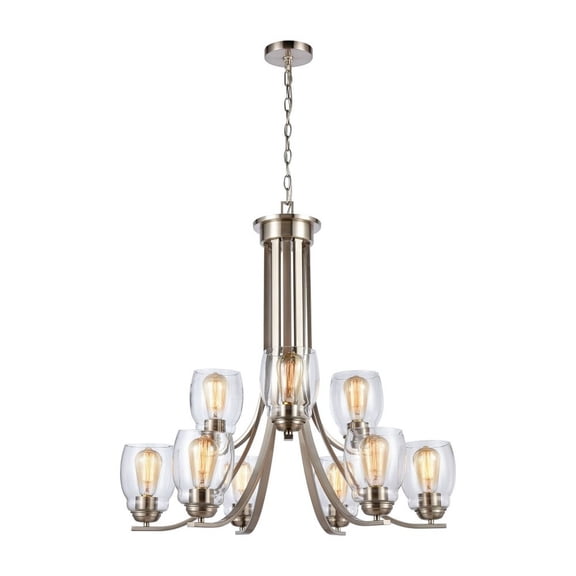 CN320922-Thomas Lighting-9 Light Chandelier-Brushed Nickel Finish    -Traditional Installation