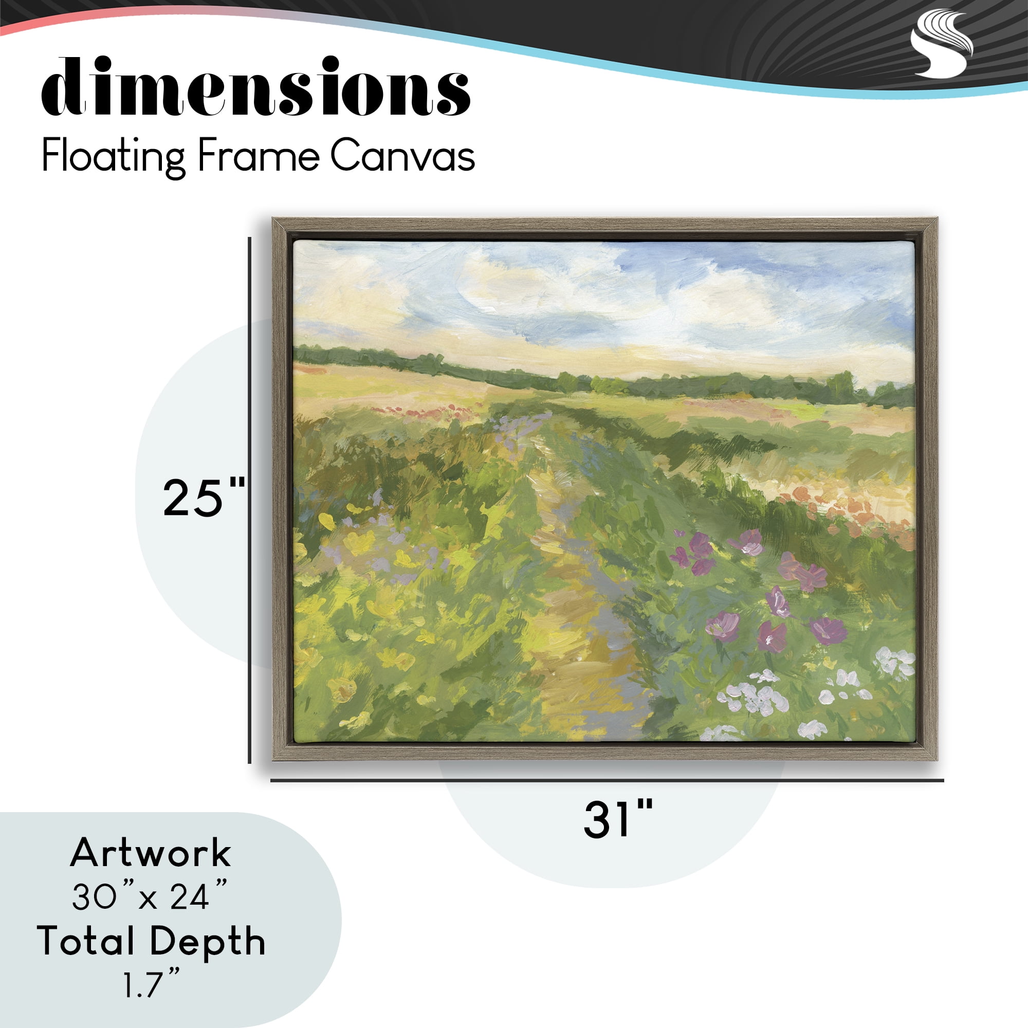 Stupell Industries Windswept Flower Field Brown Framed Floater Canvas Wall Art, design by Victoria Barnes