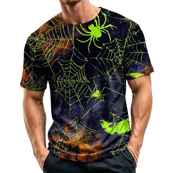DORKASM Halloween Shirts for Men Short Sleeve Spooky Plus Size Tshirt Crew Neck Funny Print Pumpkin Vacation Tops Ghost Graphic 2026 Loose Pullover Black M