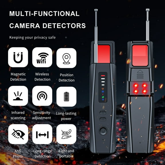 Upgraded Hidden Camera Detector – Anti-Spy Bug & GPS Tracker Scanner, Portable Electronic Sweeper for Travel, Home, Office, Hotel Privacy Protection
